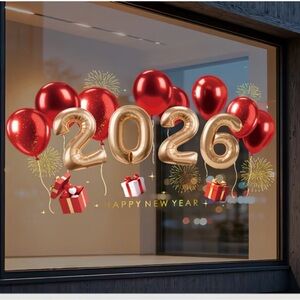 Festive New Year 2026 Balloon Set - Red and Gold